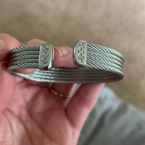 ALOR "Classique" Gray Multi-Strand Stainless Steel Cable Cuff. 7"